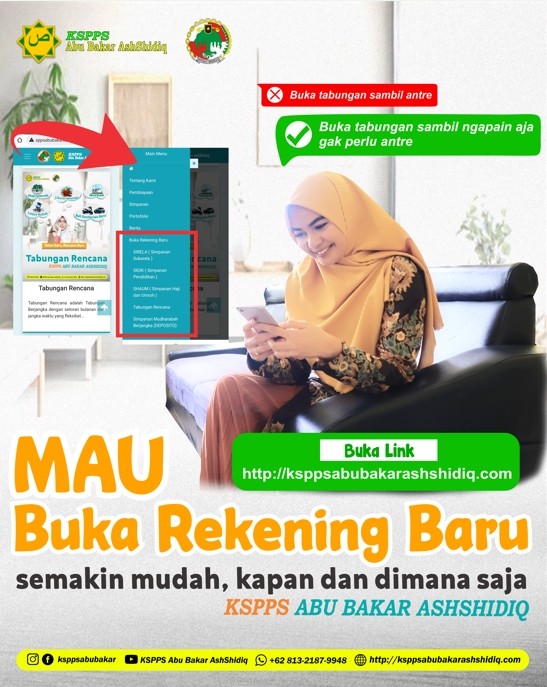 Buka Rekening Baru KSPPS Abu Bakar AshShidiq Via Website / Online
